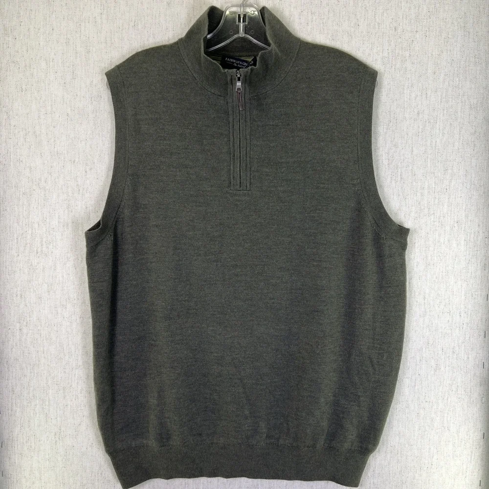 Fairway & Greene Men's M Baruffa Merino Wool 1/4 Zip Wind Vest Sweater NWT